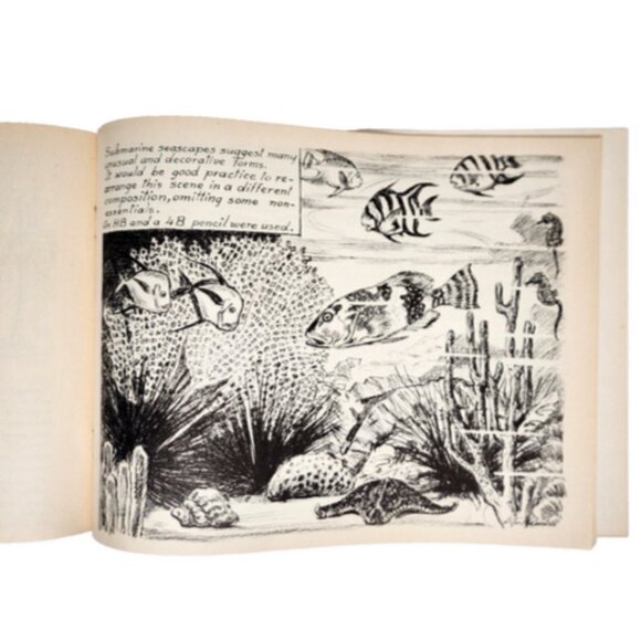 Victor Perard Drawing Sea & Sky1948 with Sketching Landscape 1947 RARE Vint Set - Picture 5 of 11